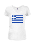 Camiseta con cuello en V para jóvenes con bandera de Grecia