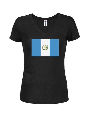 T-shirt à col en V pour juniors avec drapeau guatémaltèque