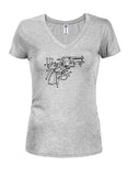 Gun Schematic Juniors V Neck T-Shirt