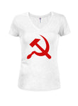 Hammer and Sickle Juniors V Neck T-Shirt