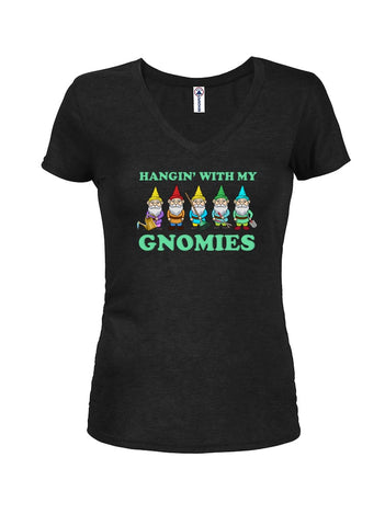 Hangin' with my Gnomies Juniors V Neck T-Shirt