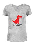 Hangry T-Rex Juniors V Neck T-Shirt