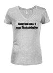 Happy Food Coma - T-shirt à col en V pour juniors I Mean Thanksgiving Day