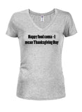 Happy Food Coma - Camiseta con cuello en V para jóvenes del Día de Acción de Gracias