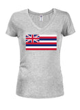 Camiseta con cuello en V para jóvenes con bandera del estado de Hawaii
