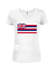 Hawaii State Flag Juniors V Neck T-Shirt