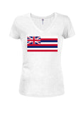 Camiseta con cuello en V para jóvenes con bandera del estado de Hawaii