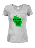 Wisconsin: Highest per capita consumer of sweat pants in the world Juniors V Neck T-Shirt