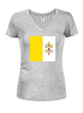 Camiseta con cuello en V para jóvenes con bandera de la Santa Sede (Ciudad del Vaticano)