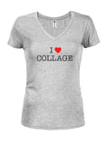 I Heart Collage - Camiseta con cuello en V para jóvenes