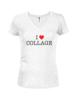 I Heart Collage - Camiseta con cuello en V para jóvenes