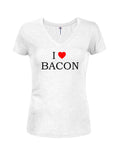 I Love Bacon Juniors V Neck T-Shirt