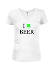 I Shamrock Beer Juniors V Neck T-Shirt