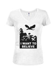I Want to Believe Dragon Juniors V Neck T-Shirt