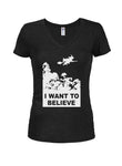 I Want to Believe Witch Juniors V Neck T-Shirt