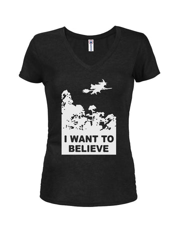 Quiero creer bruja Juniors V cuello camiseta