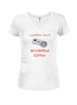 I Workout Every Day Juniors V Neck T-Shirt