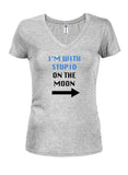 Je suis avec Stupid on the Moon T-shirt col en V pour juniors