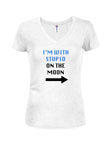 Je suis avec Stupid on the Moon T-shirt col en V pour juniors