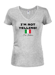 Camiseta con cuello en V para jóvenes italianos con texto en inglés "I'm Not Grelling I'm Italian"