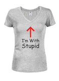 I'm with stupid Juniors V Neck T-Shirt