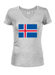 Camiseta con cuello en V para jóvenes con bandera de Islandia