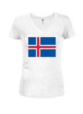 Camiseta con cuello en V para jóvenes con bandera de Islandia