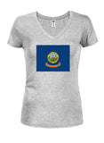 T-shirt à col en V pour juniors avec drapeau de l'État de l'Idaho