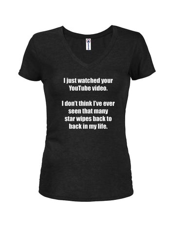 I just watched your YouTube video Juniors V Neck T-Shirt