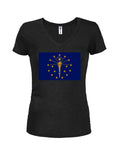 Camiseta con cuello en V para jóvenes con bandera del estado de Indiana