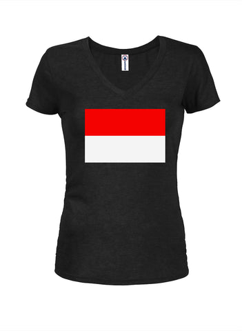 Camiseta con cuello en V para jóvenes con bandera de Indonesia