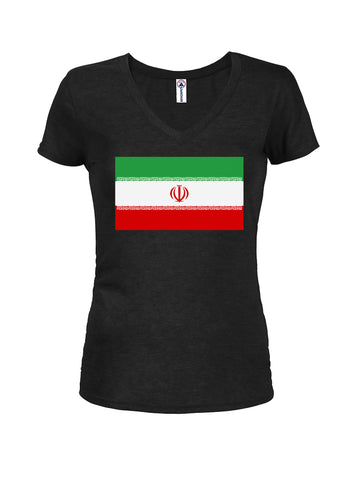 T-shirt à col en V pour juniors avec drapeau iranien