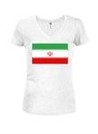 T-shirt à col en V pour juniors avec drapeau iranien