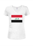 Camiseta con cuello en V para jóvenes con bandera iraquí