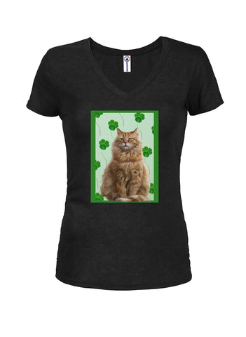 Irish Cat Juniors V Neck T-Shirt