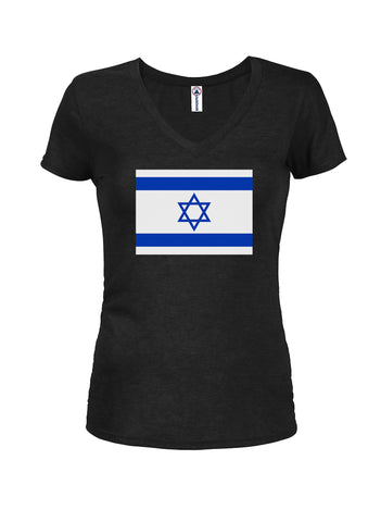Camiseta con cuello en V para jóvenes con bandera israelí