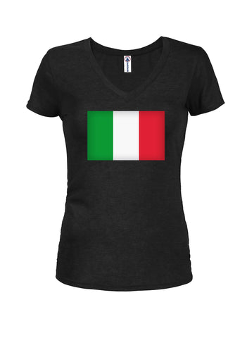 Camiseta con cuello en V para jóvenes con bandera italiana