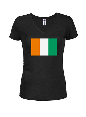 Camiseta con cuello en V para jóvenes con bandera de Costa de Marfil