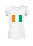 Camiseta con cuello en V para jóvenes con bandera de Costa de Marfil