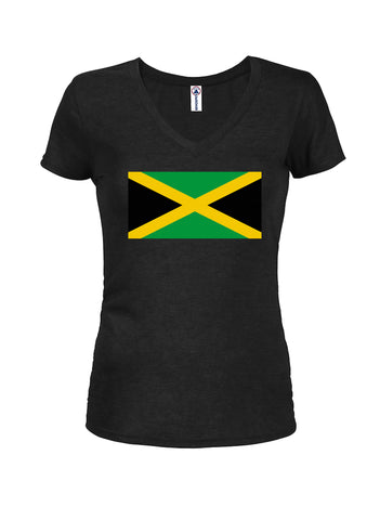 T-shirt à col en V pour juniors avec drapeau jamaïcain