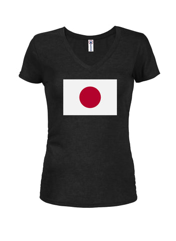 Camiseta con cuello en V para jóvenes con bandera japonesa