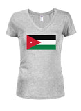 Jordanian Flag Juniors V Neck T-Shirt