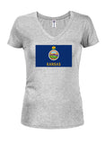 Kansas State Flag Juniors V Neck T-Shirt