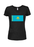 T-shirt col en V junior drapeau kazakh