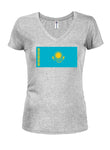 T-shirt col en V junior drapeau kazakh