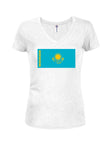 T-shirt col en V junior drapeau kazakh