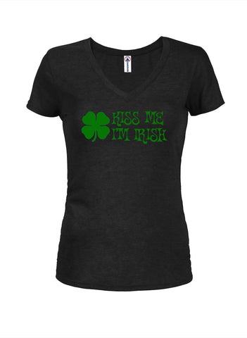 Kiss Me I'm Irish Juniors Camiseta con cuello en V