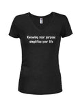Knowing your purpose Juniors V Neck T-Shirt