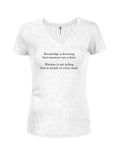 Knowledge is knowing that tomatoes are a fruit Juniors V Neck T-Shirt