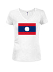 Laos Flag Juniors V Neck T-Shirt